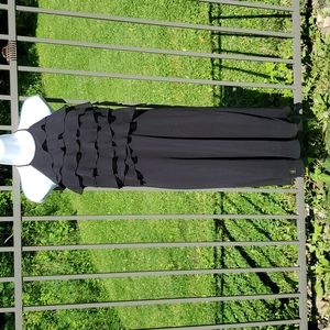 New Dusk Black Haltertop Chiffon Dress with Ruffles Size 10